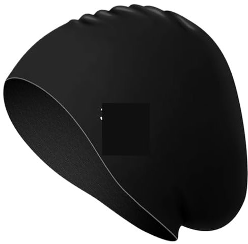 RUWLFE Gorro Natacion Gorro de natación de Silicona elástica, Gorro de Goma Impermeable for Proteger Las Orejas, Pelo Largo, Deportes, Piscina, Gorro de natación Puro, 1 Uds.(Black)