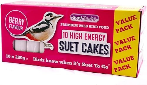 Wild Bird Food Suet Pellets and Fat Balls, Garden Bird Feed (Berry Cake 10pk)