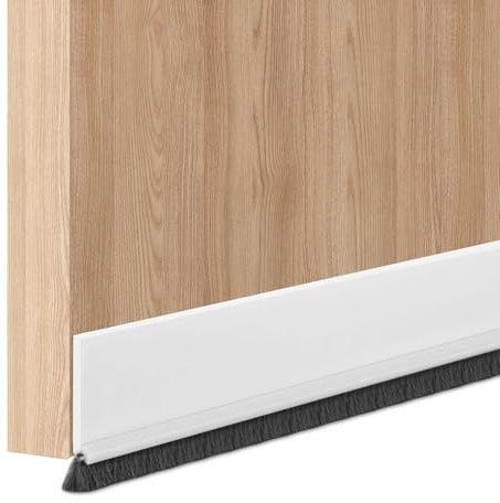 Balai de porte pour portes, joint à brosse autocollant, 100 cm, boudin de porte, découpable, joint de sol, pour portes intérieures et portes de garage (blanc - 30 mm)