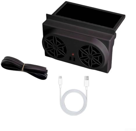 Car Solar Fan Exhaust Ventilator - USB Rechargeable Window Air Circulator - Easy Install Auto Cooling System - Heat Reduction For Vehicle Interior(Black)