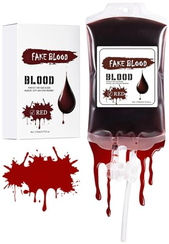 Sacs De Peinture Liquide Sachets Imperméables Halloween 5.7 oz | Rouge Bleu pour Femmes et Hommes Accessoires Fête d'Halloween Déguisée