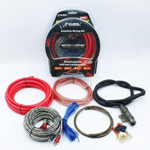 3500W 4 Gauge Car Power Amplifier Wiring Kit – Complete Installation Kit for Audio Subwoofer & Amplifier with Pre-Terminated Power Cable, Double Shielded RCA, Fuse Holder & Connector Terminal