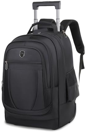 FANDARE 35L Rolling Laptop Backpack 2-in-1 Trolley Convertible Luggage Backpack with Wheels Travel Daypacks Multi-Functional Carry-On for Business Travel Trip Men Outdoor Urban Backpacks Black