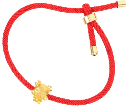 OHPHCALL Bracelet Dragon Chinois Rouge Tressé la Main en Alliage et Corde, Confortable et Élégant pour Différentes Occasions du Nouvel An du Dragon