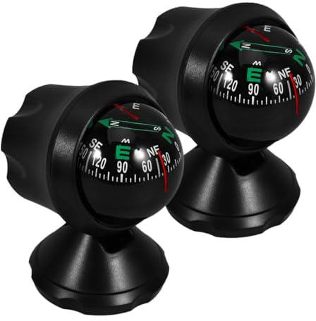 Operitacx 2Pcs Compact Car Dashboard Compass with Barometer and Altimeter Mini Adhesive Navigation Tool for Vehicle and Boat Use