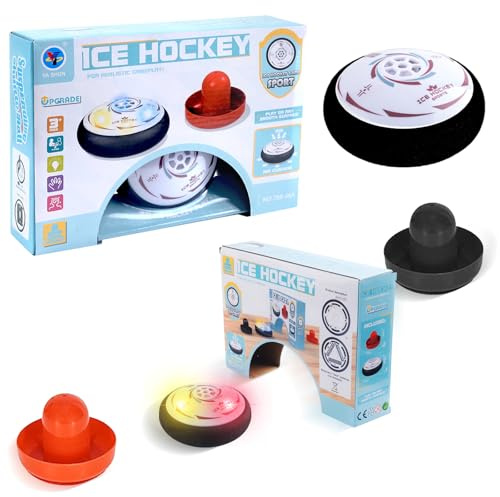 Air Hockey Hover Puck, Portable Air Hockey mit 2 Lufthockey Schlägern, Floating Hockey Mit LED-Leuchtfunktion, Tragbares Tischspiel Tischhockey Schwebepuck Für Kinder Erwachsene für Innen & Außen
