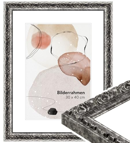 WANDStyle Bilderrahmen 15x20 Vintage, Bilderrahmen Silber, Rahmen 20x15 cm | Hochwertiger Kunststoffbilderrahmen Antik, Posterrahmen zum Aufhängen und Aufstellen, Fotorahmen H215 - Made in Germany
