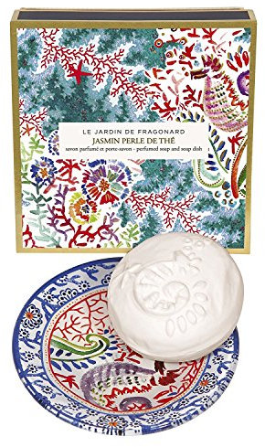 FRAGONARD - French Jardin de Fragonard JASMIN PERLE DE THE Perfumed Sculpted Soap & Dish Set by Fragonard