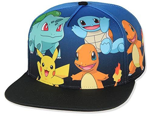 Bioworld Pokemon The Original Starters Blue Gradient Snapback Cap