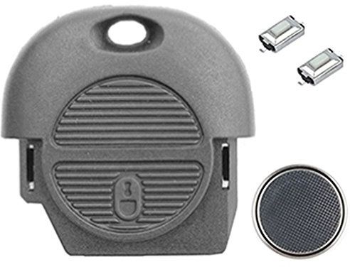 RKFUK® - NATs DIY Repair Kit Replacement Black 2 Button Remote Car Key Fob Case 2 Tactile Micro Switches New Battery for Nissan Almera Micra Primera Serena Terrano Tino X-Trail X Trail Cars Vans