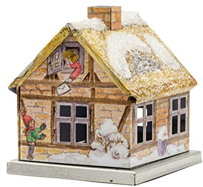 KNOX Räucherhaus aus Metall - Backsteinhaus im Winter - für Räucherkerzen der Größe M