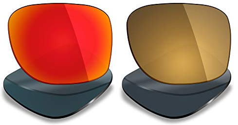 Mryok polarisierte Ersatzgläser für Oakley Holbrook XL Sonnenbrillen, 2 Paar, Fire Red & Bronze Gold, Einheitsgröße