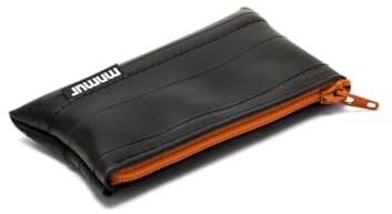 MNMUR Geldbeutel für Männer, kompakt und handlich, mit schwarzer Reißverschluss aus recyceltem Fahrradschlauch, Abmessungen 10 x 6 cm - (Orangefarbener Reißverschluss)