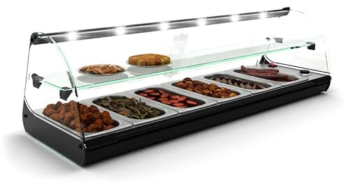 MBH - Calienta Tapas 2 Pisos 6 bandejas con LED. Vitrina calienta Tapas para Bar y Restaurante.
