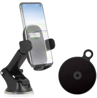 Wicked Chili Supporto per Telefono Cellulare Auto Parabrezza con Piastra Adattatore cruscotto Compatibile con Apple iPhone 15, 14, 13, Samsung Galaxy A13, A14, A34, A53, S22 Smartphone