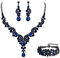 EVER FAITH Kristall Schmuckset Hochzeits Braut Art Deco Floral Teardrop Halskette Ohrringe und Armband Set Blau Schwarz-Tone