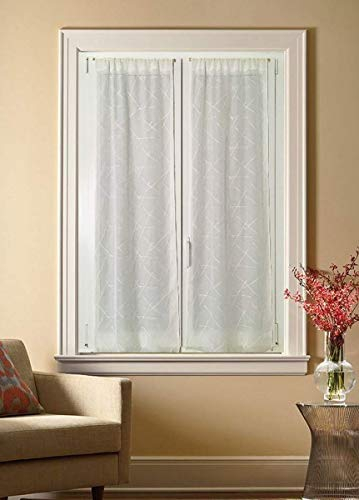 mauro Coppia Tendine per Finestra e porta ricamate Larghezza 45-65-90 cm Tende su Misura colore bianco/bianco-Art. emma (B - 2 * 65x150 cm)