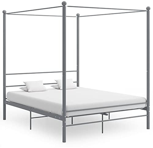SKM Himmelbett Grau Metall 160x200 cm