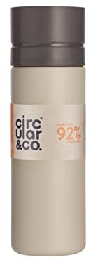 Circular and Co Leakproof 600ml Reusable Water Bottle made from 92% Single-Use Bottles (Chalk Bottle & Grey Lid) (CBOT_600_C&GR)