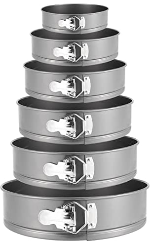 SEUNMUK 6er Set Kuchenformen, runde Springform mit abnehmbarem Boden und Metallverschluss, lose Backbleche für Kuchen und Käsekuchen - Größen 12/18/20/24/26/28 cm
