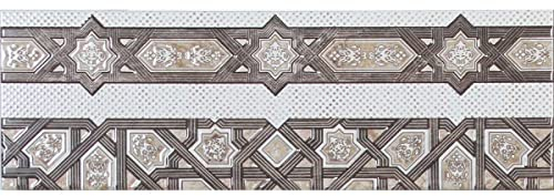 Casa Moro Marokkanische Fliesen Bordüre Kenitra 60x20 cm rechteckig braun weiß mit Strukturoberfläche | orientalische Wandfliese für Küche Bad Flur | FB7098