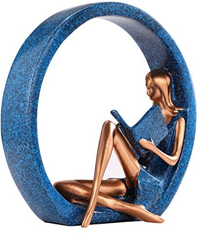 Sewroro Lesendes Mädchen Harz Statue Yoga Mädchen Lesebuch Figur Skulptur Dame Desktop Ornament Figur für Büro Desktop Home Decor