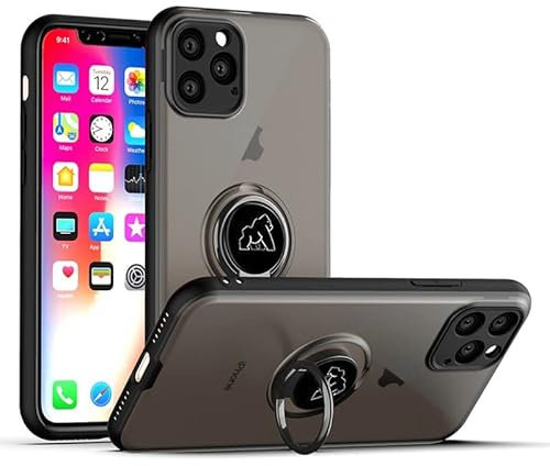 Gorilla Tech 12 Mini Silicone Case With Ring Stand, Soft Ultra Slim Anti Scratch Full Edge Cover (iPhone 12 Mini, Black)