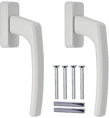 Stahlia ergonomische Fenstergriffe weiß Standard Aluminium 2 Stück Terassentürgriff außen Fenstergriffe Balkontürgriff Rasterolive Griff für Fenster Balkontür Terrassentür Griff Griff Balkontür außen