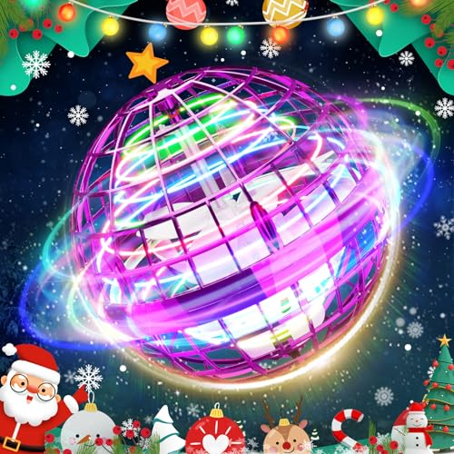 Tomzon TOMZON Hoverball Fliegender Ball, RGB Spielzeug für Kinder, Kreisel, Boomerang mit LED Licht, 15min Flugzeit USB Aufladung, Jungen und Mädchen-Violett, (A32Z-NDE)