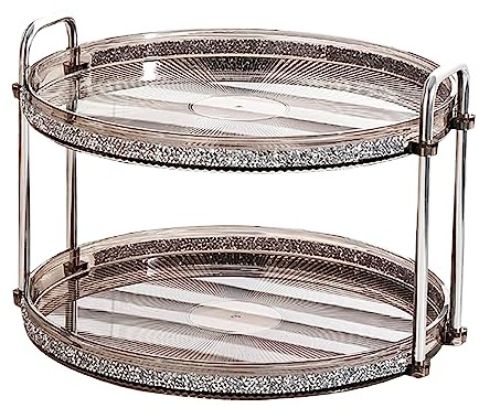 ZAANU Snacks Serving Tray Cosmetic Storage Tray Mirror Perfume Tray Trinket Storage Tray Home Organizer Kitchen Organizer Rack for Vanity Bedroom, 2 Tier/1522 (Size : 2 Tier)