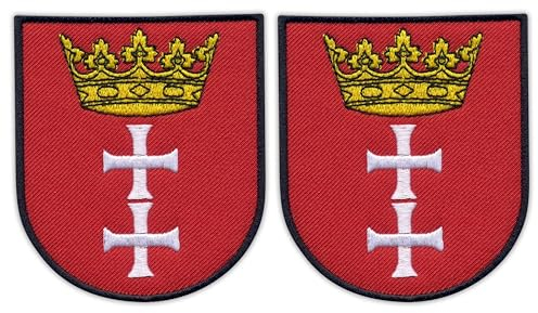 Set mit zwei Wappen der Stadt Danzig – Aufnäher – bestickt