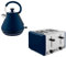 Tower Sera 1.7L 3KW Pyramid Kettle & 4 Slice Toaster Matching Set in Midnight Blue with Smoked Black Trim, TWRSERAPKT4MNB