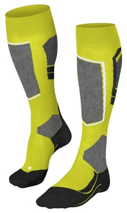 FALKE Herren Skisocken SK4 Advanced M Kh Wolle Funktionsmaterial warm dünn 1 Paar, Gelb Limelight 1086-O, 44-45