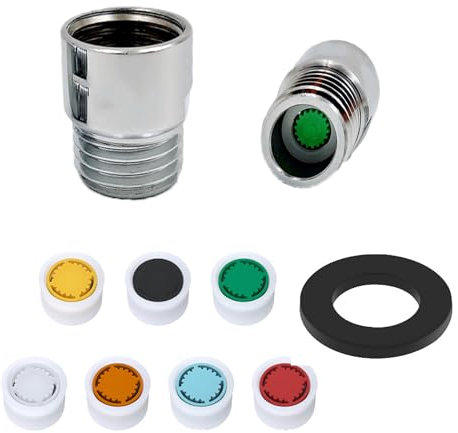 7pcs Shower Flow Reducer Limiter Set, Water Flow Saver Adapter Set Flow Reducer Limiter 1/2 Inch Flow Restrictor Control Valve for Fixed Shower Head Handheld Shower 1.2/1.5/1.8/2/ 2.2/2.5 GPM.