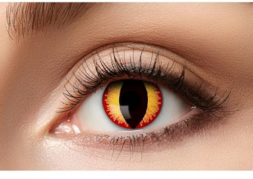 Sauron Kontaktlinsen/Jahreslinsen - Motivlinsen ohne Sehstärke - Unisex - Erwachsene - ideal für Halloween, Karneval, Motto- und Horror-Party