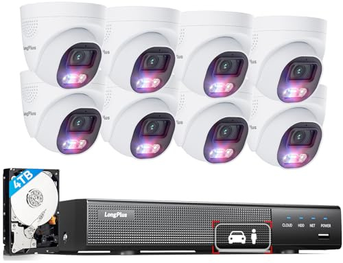4K PoE Security Camera System, 16CH NVR Kit with 8× 8MP IP Bullet Cameras