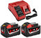 2 Stück 9.0Ah 18V Ersatzakku mit 1 Stück Ladegerät für Milwaukee M18 Akku Pack Kompatibel mit Milwaukee M18 Lithium Akku 48-11-1890,48-11-1850, 48-11-1828, 48-11-1820,48-11-1815 (9.0Ah-C)