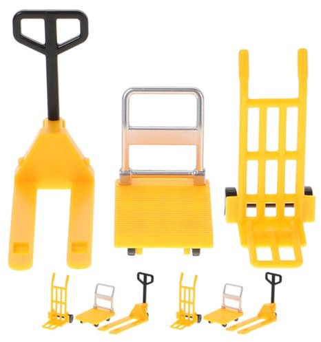 VICASKY 3 Sätze Miniaturmodell Eines Spielzeugautos Hand -Toys Gabelstapler Riemenscheibenspielzeuge Miniatur-handflaschenzug- Plüschschlüsselkette Auto Yellow Plastik