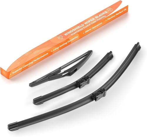 GEARMONSTER Scheibenwischer Wischerblätter Vorne + Hinten Satz Autoscheibenwischer Heckscheibenwischer Wischerblätter-Set für Fiat 500 ab 2007 für Ford Ka MK2 ab 2010 (3er Set: 610mm/360mm/270mm)