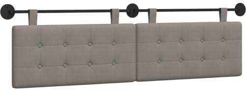 vidaXL Hängendes Kopfteil Taupe Stoff, Stylisches hängendes Kopfteil für Schlafzimmer, modern und platzsparend, gepolstert und wandmontiert