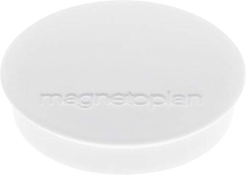 magnetoplan Premium Magnete Discofix standard | 10 Stück, Weiß | Starke Magnete für Magnettafel, Whiteboard + Kühlschrankmagnete | Haftkraft: 0,7 kg, leicht abnehmbar | ØxH 30x8mm