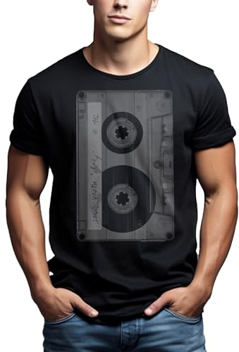 MAKAYA Cooles Musik T-Shirt mit Motiv Tape Kassette Männer S-XXXXXL