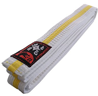 Budodrake Karate Gürtel weiß-gelb-weiß Mittelstreifen Judogürtel Taekwondogürtel (220)