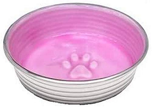 Loving Pets Le Bol Glazed Interior Stainless Steel Dog Bowl Non-Slip Dishwasher Safe Durable Pet Dish - Rose - X-Small (275 ml)