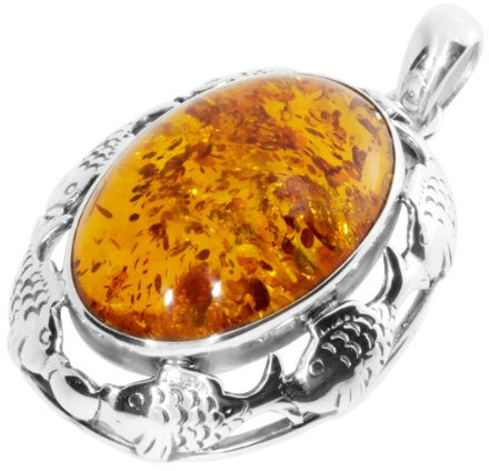 Ostsee-Schmuck Damen-Anhänger 925/000 Sterlingsilber mit Bernstein