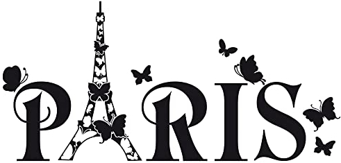 GRAZDesign Wandtattoo Paris Eiffelturm Schmetterling, Wohnzimmer, Jugendzimmer Mädchen Aufkleber,Kinderzimmer Wandaufkleber selbstklebend, Klebefolie Welt, 120x57cm, 091 gold - 120x57cm / 070 schwarz