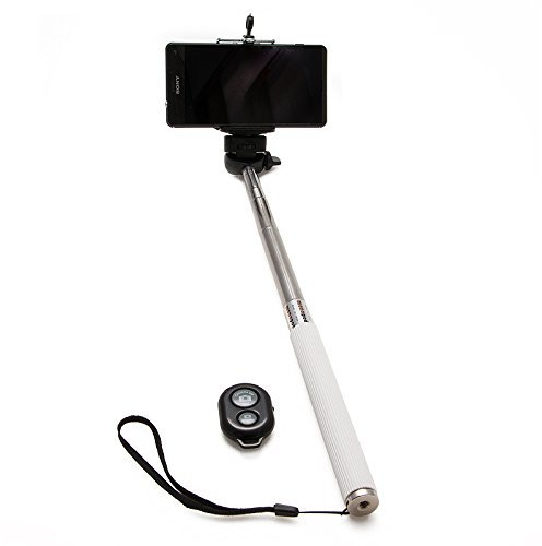 Palo selfie monopod brazo extensible con disparador bluetooth color blanco