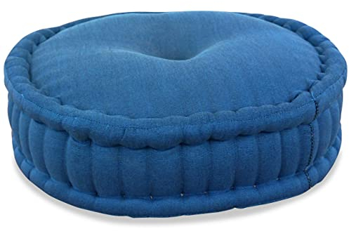 livasia Meditationskissen - Ø 45x15cm - Pouf einfarbig, Yogakissen mit Kapokfüllung, Bodenkissen Yoga und Zen Meditation, Sitzkissen für Garten und Balkon, Zafukissen handgefertigt (Hellblau Uni)