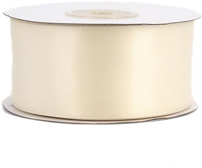 Doppelseitiges Satinband 38mm x 20m Rolle - FARBAUSWAHL in 6/10/25/38mm - farbecht & waschbar - Schleifenband für Hochzeit - Geschenkband zum Verpacken Dekorieren Basteln - Ivory/Elfenbein 810