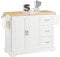 SoBuy Carro de Cocina con Ruedas Isla de Cocina Rodante con Encimera Extensible, 2 Cajones y Estantes Ajustables Mueble Auxiliar de Almacenamiento para Cocina Blanco 130 x 46-71 x 91 cm FKW41-WN